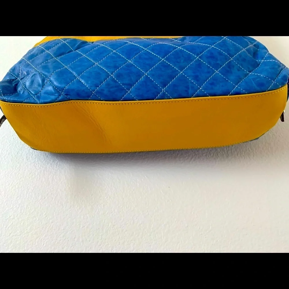 Yellow and Blue Luisanna Genuine Leather bag